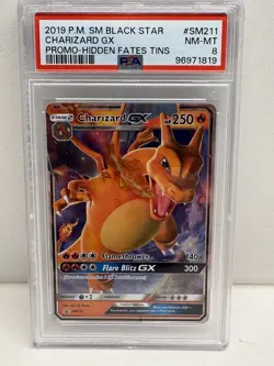2019 Charizard GX Pokemon Hidden Fates Tins Promo SM211 PSA 8 NM-MT - Image 1