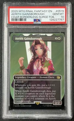 AERITH GAINSBOROUGH PSA 10 2025 MTG FINAL FANTASY #0519 BORDERLESS SURGE FOIL 67 - Image 1