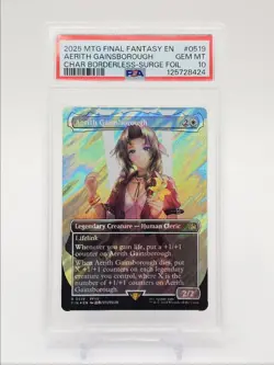 AERITH GAINSBOROUGH 2025 MTG FINAL FANTASY BORDERLESS FOIL SURGE PSA 10 Q6095 - Image 1