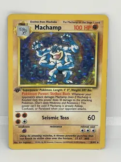 1st Edition Machamp 8/102 Holo Base Set Pokemon Card WOTC LP - - Image 1
