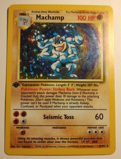1st Edition Machamp 8/102 Base Set Holo Rare Vintage Pokemon Card LP - Image 2