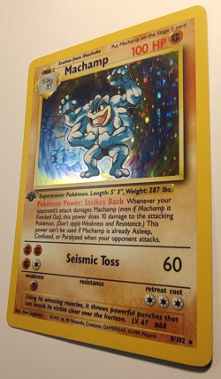 1st Edition Machamp 8/102 Base Set Holo Rare Vintage Pokemon Card LP - Image 4