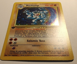 1st Edition Machamp 8/102 Base Set Holo Rare Vintage Pokemon Card LP - Image 5