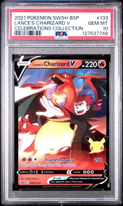 2021 Pokemon Swsh Black Star Promo #133 Lance's Charizard V Celebrations PSA 10 - Image 1