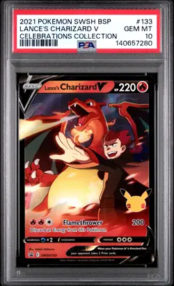 2021 POKEMON SWSH PROMO CELEBRATIONS COLLECTION LANCE'S CHARIZARD V PSA 10 - Image 1