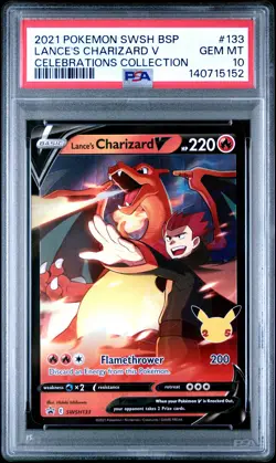 2021 POKEMON SWSH PROMO CELEBRATIONS COLLECTION LANCE'S CHARIZARD V PSA 10 - Image 1