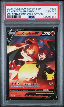 2021 POKEMON SWSH PROMO CELEBRATIONS COLLECTION #133 LANCE'S CHARIZARD V PSA 10 - Image 1