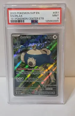 Snorlax Pokemon Center ETB Promo Card 2023 Scarlet & Violet 151 #051 PSA 9 - Image 1
