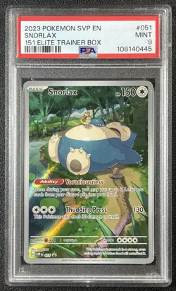 SNORLAX PSA 9 2023 POKEMON SV BLACK STAR PROMOS - SVP EN #051 151 ETB 445 - Image 1