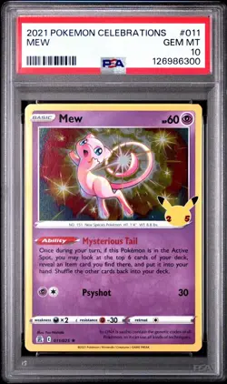 PSA 10 GEM MINT MEW #011 CELEBRATIONS HOLO POKEMON 2021 - Image 1