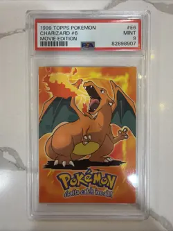 PSA 9 Charizard Movie Edition 1999 Topps Pokemon #E6 Of 12 Black Label - Image 1
