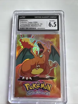1999 Topps Pokemon Charizard #E6 Movie Edition Rainbow Foil Card PSA 9 - Image 1