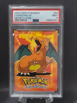 PSA 9 Charizard Movie Edition 1999 Topps Pokemon #E6 Of 12 Black Label - Image 1
