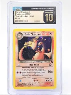 DARK CHARIZARD 2000 POKEMON TEAM ROCKET HOLO RARE POP 2 4/82 CGC 10 - Image 1