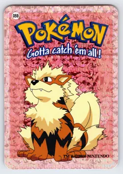 Arcanine #059 Pokemon Vending Prism Holo Sticker Card Nintendo Authentic Nm/Vlp - Image 1