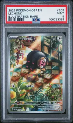 Pokemon 2023 Obsidian Flames Lechonk #209 Illustration Rare PSA 9 MINT - Image 1