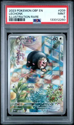 2023 POKEMON OBF EN-OBSIDIAN FLAMES ILLUSTRATION RARE #209 LECHONK PSA 9 - Image 1