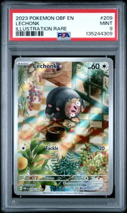 2023 POKEMON OBF EN-OBSIDIAN FLAMES ILLUSTRATION RARE #209 LECHONK PSA 9 - Image 1