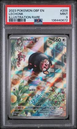 Lechonk 209/197 Obsidian Flames Illustration Rare Holo Pokemon PSA 9 Mint - Image 1