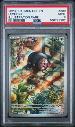 Pokemon 2023 Obsidian Flames Lechonk #209 Illustration Rare PSA 9 MINT - Image 1