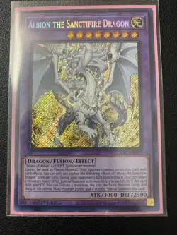 Yugioh Albion The Sanctifire Dragon CYAC-EN035 Secret Rare 1st Ed LP/NM - Image 1