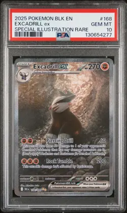 2025 Pokemon Black Bolt Excadrill EX Special Illustration Rare PSA 10 #168 - Image 1