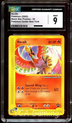 CGC 9 MINT Ho-Oh # 52 WOTC Black Star PROMO "Center NY" Pokemon Card - Image 1