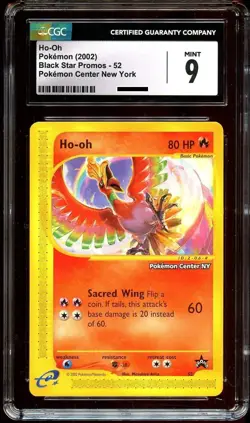 CGC 9 MINT Ho-Oh # 52 WOTC Black Star PROMO "Center NY" Pokemon Card - Image 2