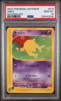 2002 POKEMON JAPANESE McDONALD'S #013 ABRA McDONALD'S PSA 10 - Image 1