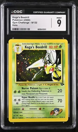 CGC 9 MINT Koga's Beedrill 2000 Gym Challenge 9/132 Holo Pokemon Card - Image 1