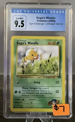 Koga's Weedle 82/132 Gym Challenge Regular CGC 9.5 - Image 1