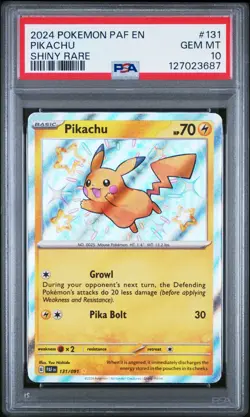 2024 Pokemon Paldean Fates SV04.5 Pikachu #131/091 PSA 10 English Shiny Rare - Image 1
