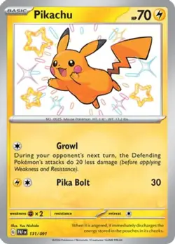 1x Pikachu - 131/091 - Shiny Rare Lightly Played Pokemon SV04.5 - Paldean Fates - Image 1