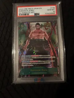 2024 One Piece OP06-118 Roronoa Zoro SEC Alternate Alt Art PSA 10 Secret Rare - Image 1