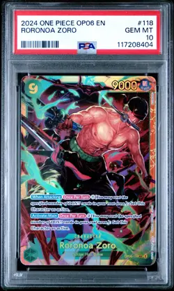 2024 One Piece #118 Roronoa Zoro Secret Rare PSA 10 SEC OP06-118 Wings Captain - Image 1
