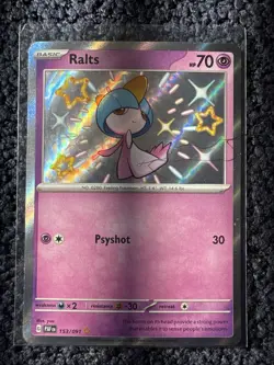 Pokemon TCG Ralts Scarlet & Violet Paldean Fates Holo Shiny Rare Card 153/091 - Image 1