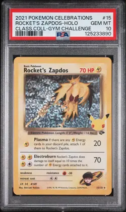 2021 POKEMON CELEBRATIONS CLASSIC COLL #15 ROCKET'S ZAPDOS-HOLO PSA 10 - Image 1
