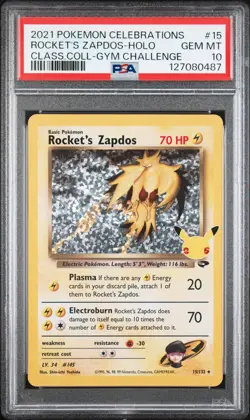 2021 POKEMON CELEBRATIONS CLASSIC COLL #15 ROCKET'S ZAPDOS-HOLO PSA 10 - Image 1