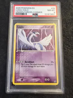 2005 Pokemon EX Unseen Forces Lugia Cosmos Holo #29 PSA 8 - Image 3