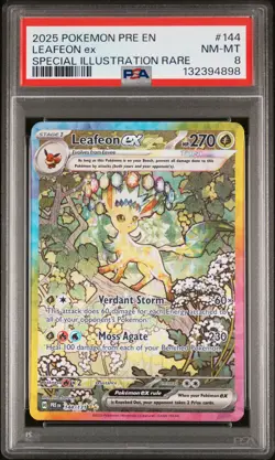 2025 POKEMON PRE EN-PRISMATIC EVOLUTIONS #144 LEAFEON EX PSA 8 - Image 1