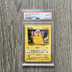 1999 POKEMON GAME YELLOW CHEEKS #58 PIKACHU PSA 8 - Image 1