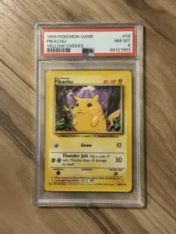 1999 POKEMON GAME PIKACHU YELLOW CHEEKS #58 PSA 8 NM-MT - Image 1