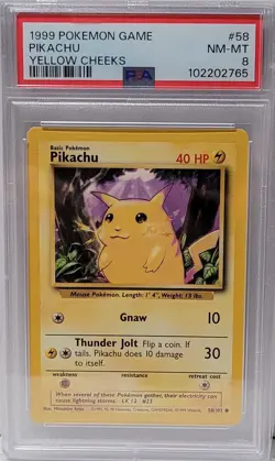 1999 Pokemon Game Pikachu Yellow Cheeks #58 PSA 8 - Image 1
