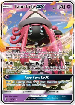 Tapu Lele GX - 60/145 - Pokemon Guardians Rising Sun & Moon Ultra Rare Card HP - Image 1