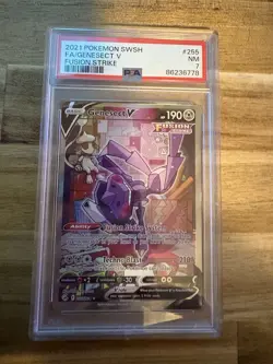 Pokemon Genesect v Fusion Strike Holo Full Art Ultra Rare Card 255/264 TCG PSA 7 - Image 1