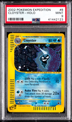 2002 Pokemon Expedition Cloyster #8 English Holo Rare 8/165 - PSA 8 NM-MT Mint - Image 1
