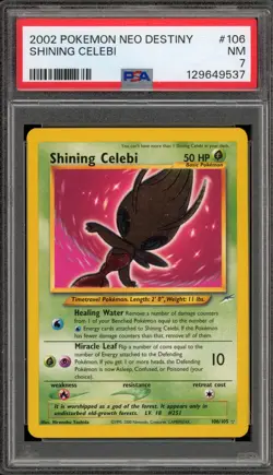 Pokemon Shining Celebi Neo Destiny Unlimited Holo Secret Rare #106 PSA 7 - Image 1