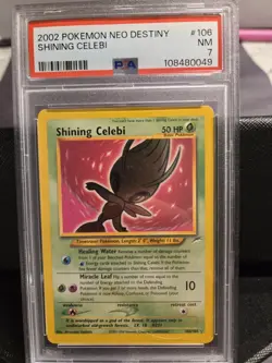 Pokemon Neo Destiny Shining Celebi 106/105 Holo Secret Rare Card PSA 7 NM - Image 1