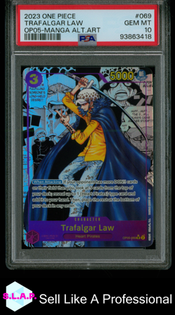 TRAFALGAR LAW MANGA ALT.ART ONE PIECE OP05-AWAKENING / NEW ERA 2023 069 PSA 10 - Image 1