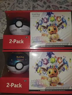 Two (2) Pokemon Sam’s Club Prismatic Evolutions ETB and Pokeball Bundle Sealed - Image 1